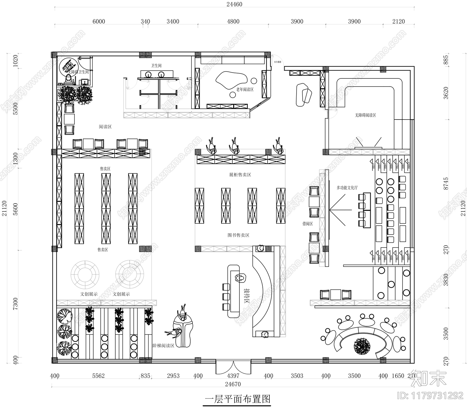 现代书店cad施工图下载【ID:1179731292】