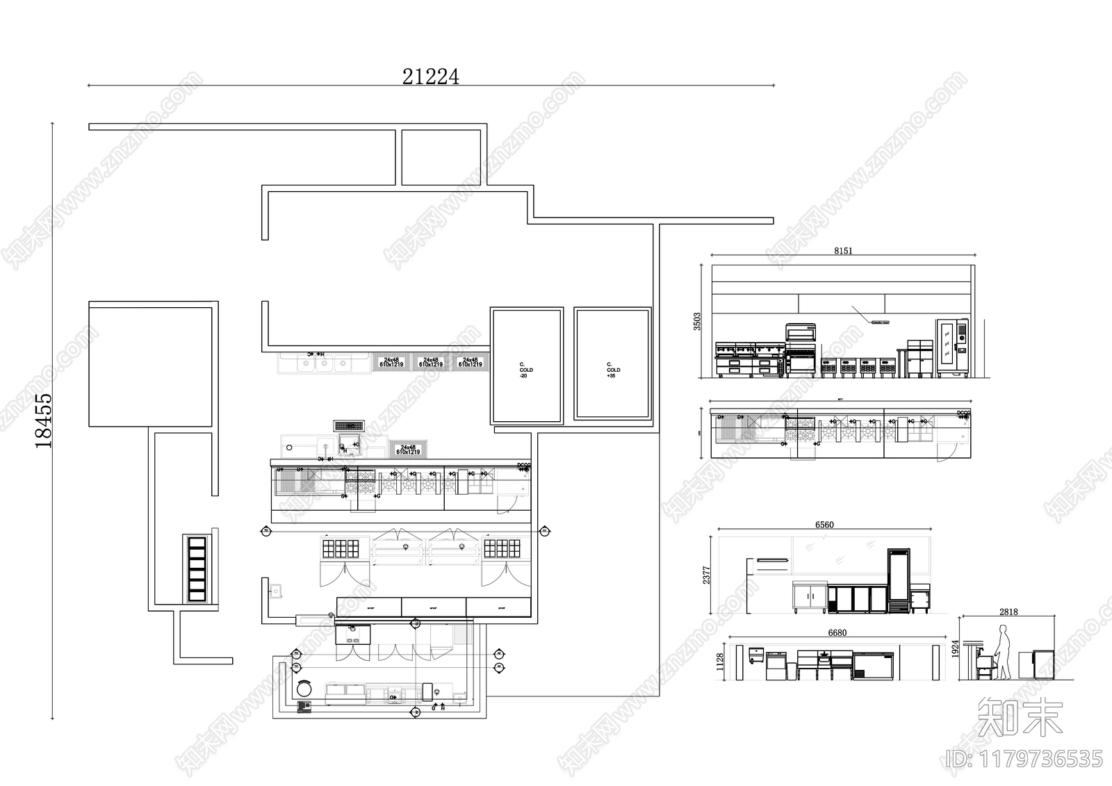 现代厨房施工图下载【ID:1179736535】