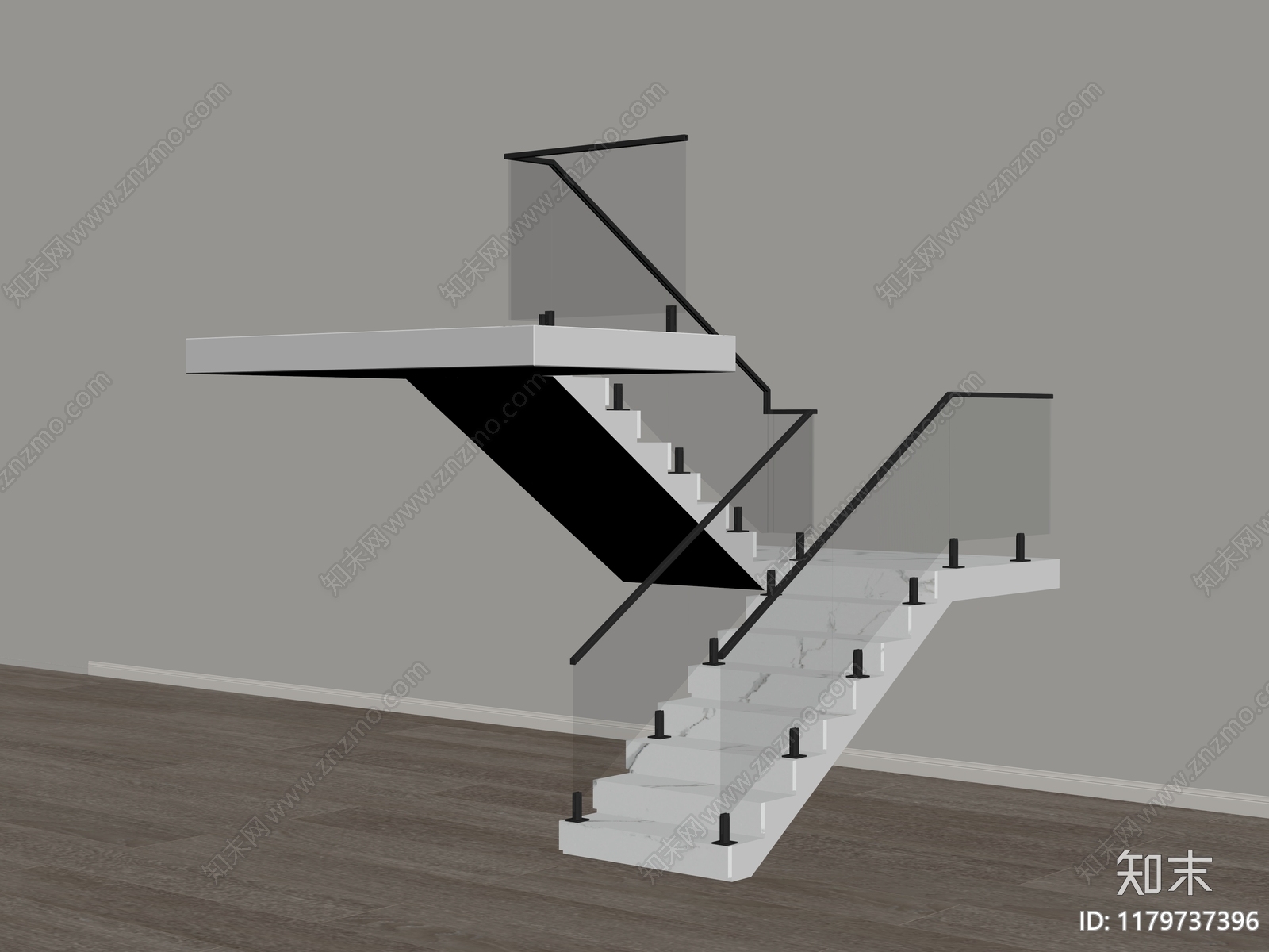 现代楼梯SU模型下载【ID:1179737396】
