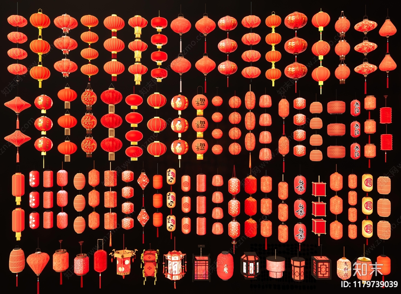 中式灯笼3D模型下载【ID:1179739039】