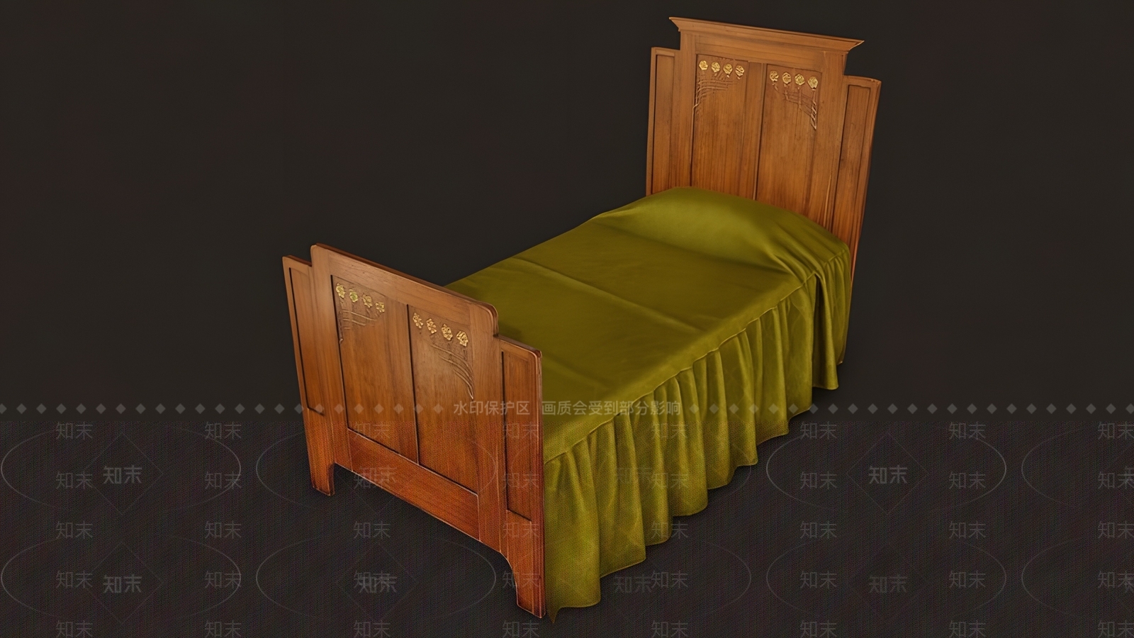 现代单人床3D模型下载【ID:1179754946】