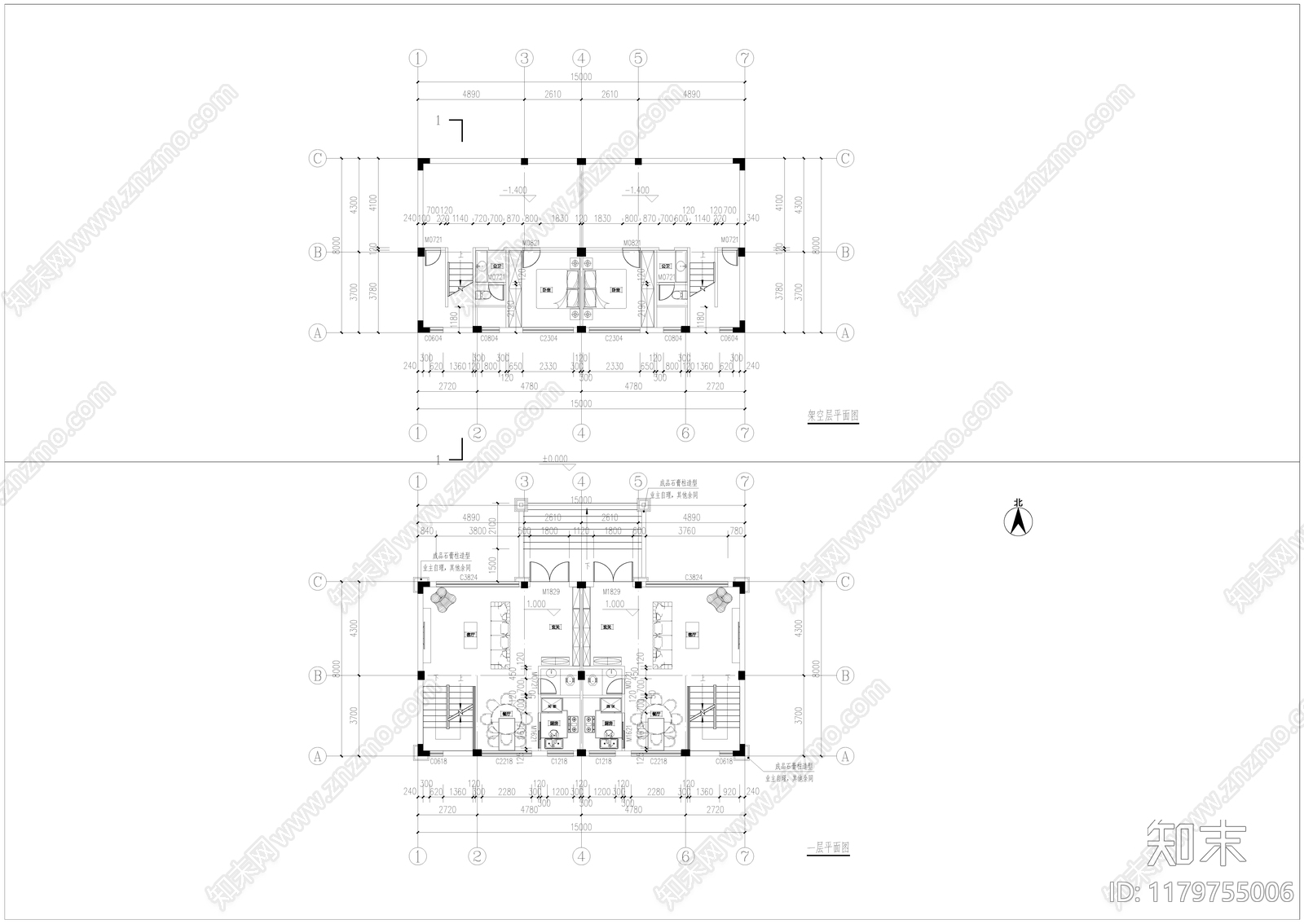 欧式别墅建筑施工图下载【ID:1179755006】