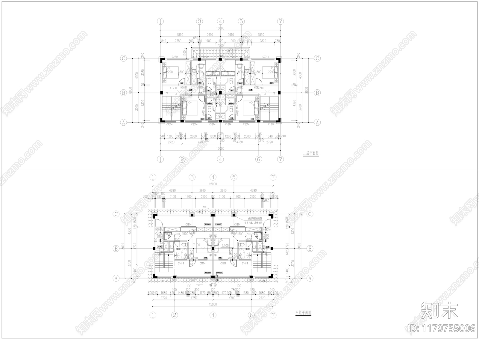 欧式别墅建筑施工图下载【ID:1179755006】