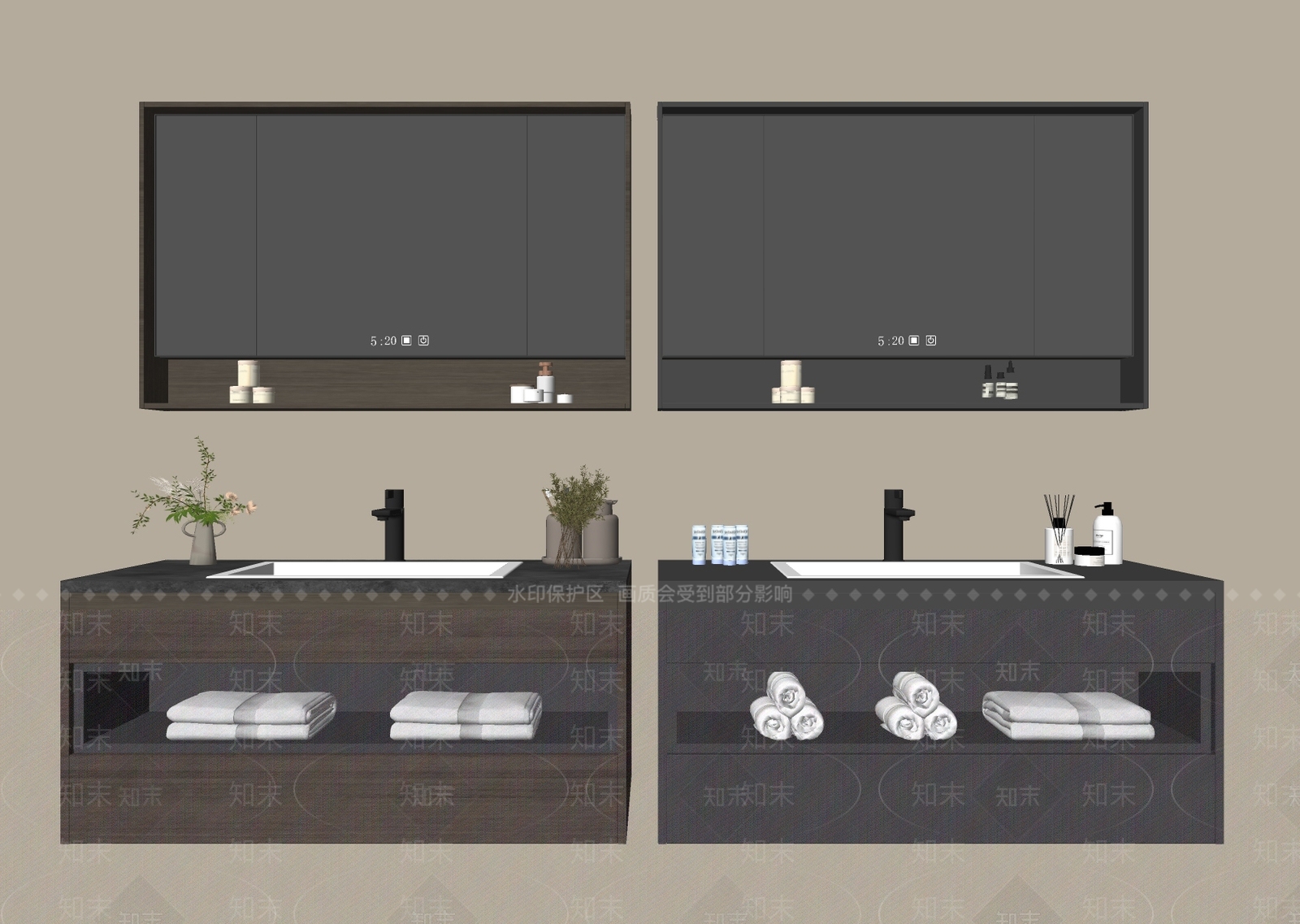 现代轻奢浴室柜SU模型下载【ID:1179757307】