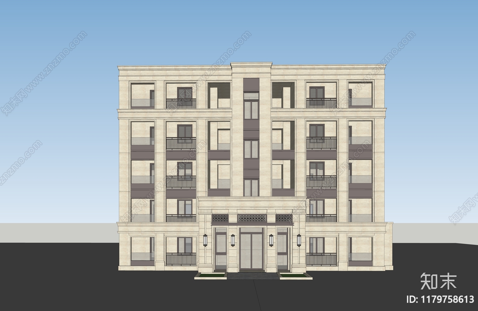 简欧多层住宅SU模型下载【ID:1179758613】