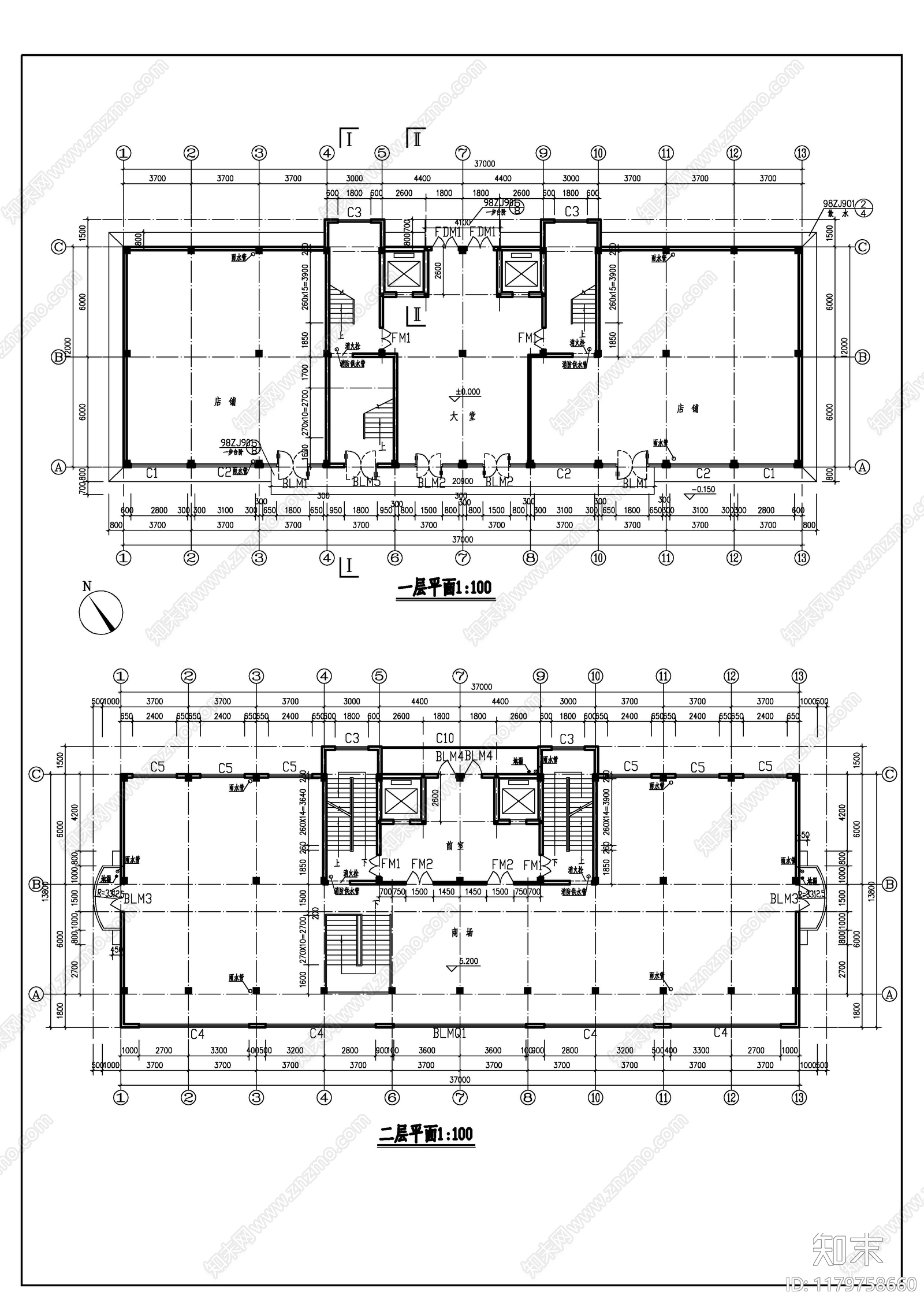 现代商业综合体cad施工图下载【ID:1179758660】