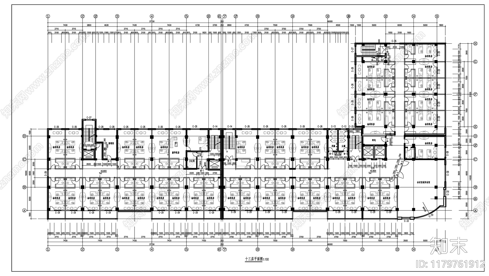 现代酒店建筑cad施工图下载【ID:1179761912】