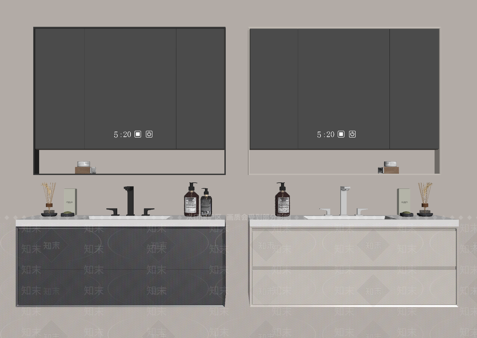 现代浴室柜SU模型下载【ID:1179762549】