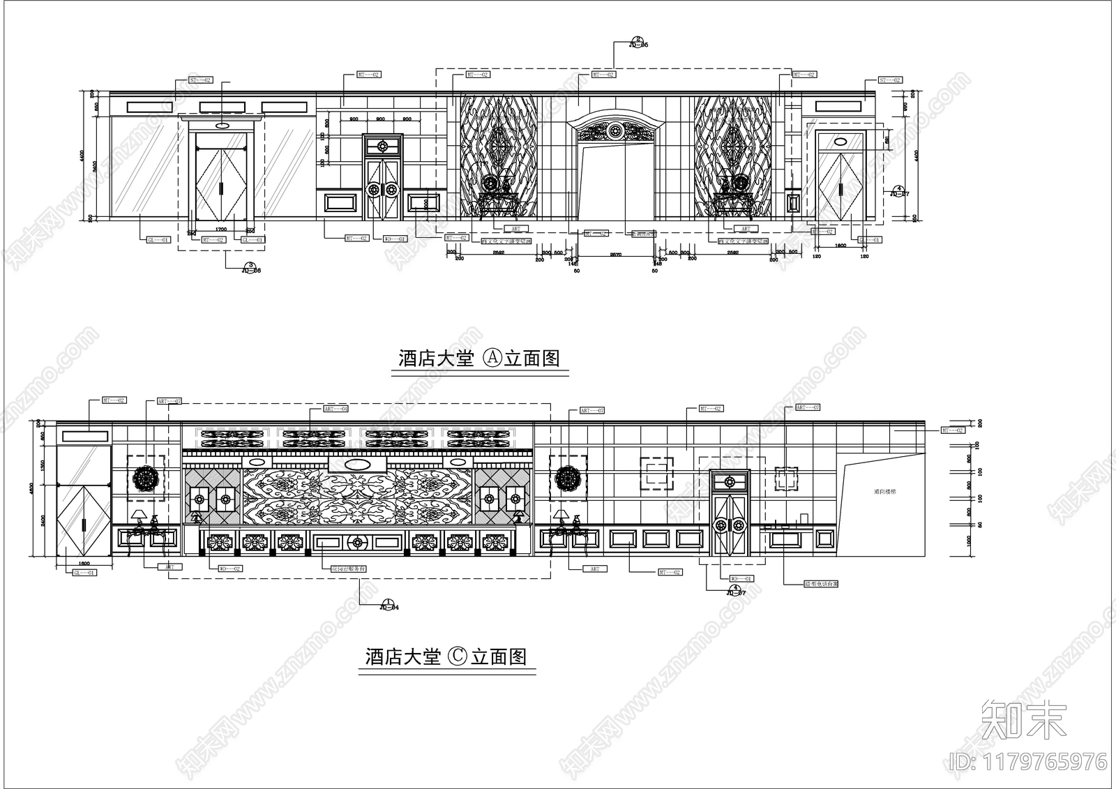 现代酒店cad施工图下载【ID:1179765976】