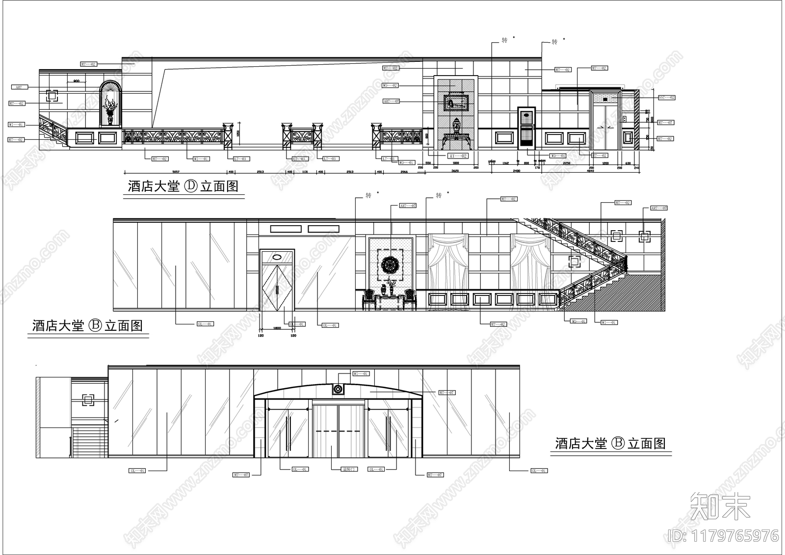 现代酒店cad施工图下载【ID:1179765976】