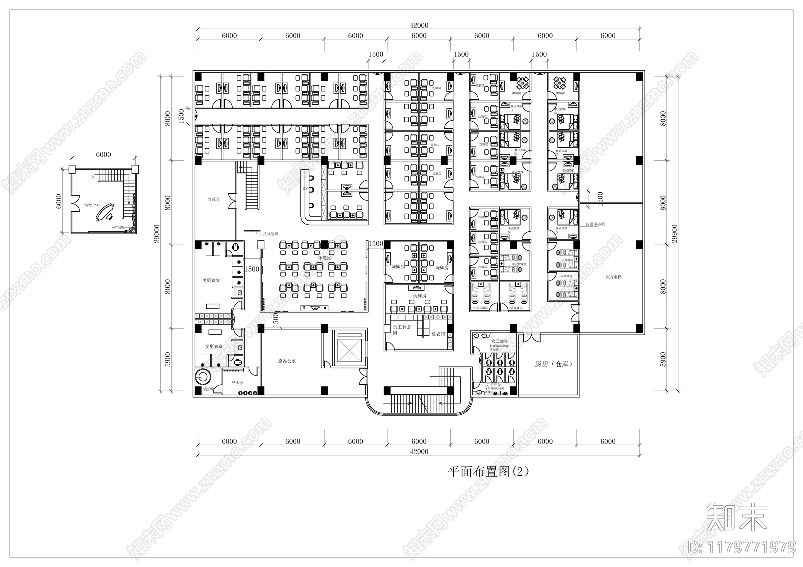 现代洗浴中心施工图下载【ID:1179771979】