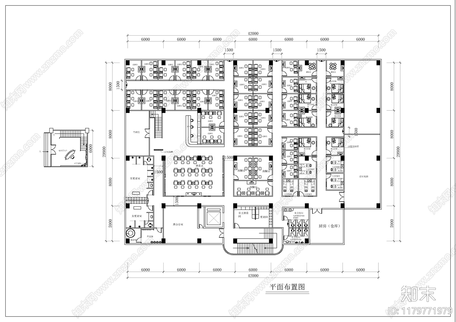 现代洗浴中心施工图下载【ID:1179771979】