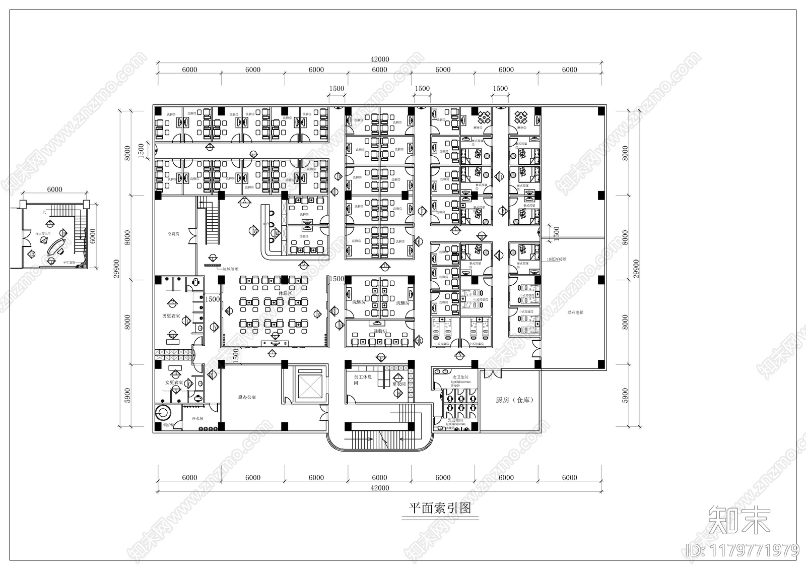 现代洗浴中心施工图下载【ID:1179771979】