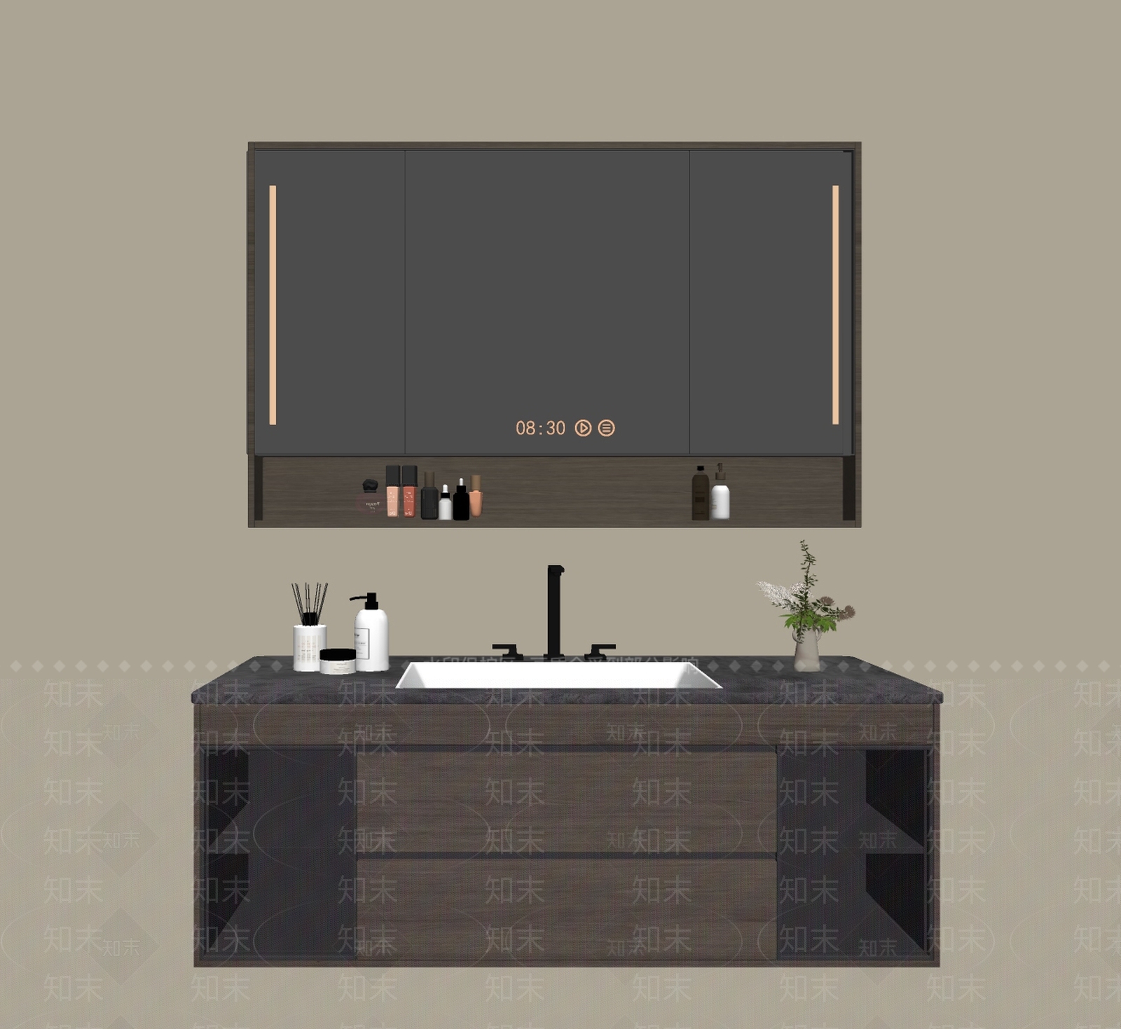 现代轻奢浴室柜SU模型下载【ID:1179772741】
