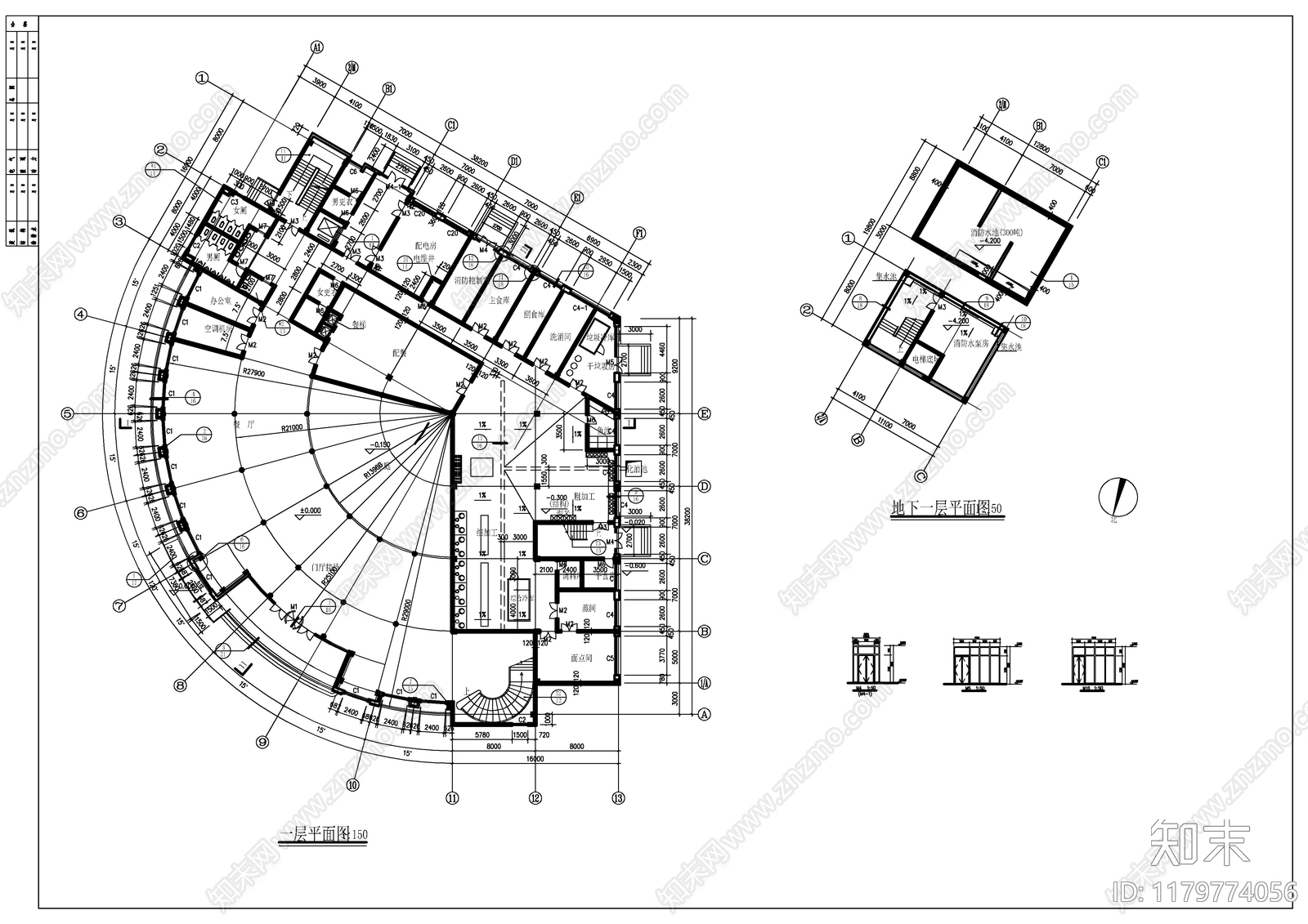 现代酒店建筑cad施工图下载【ID:1179774056】