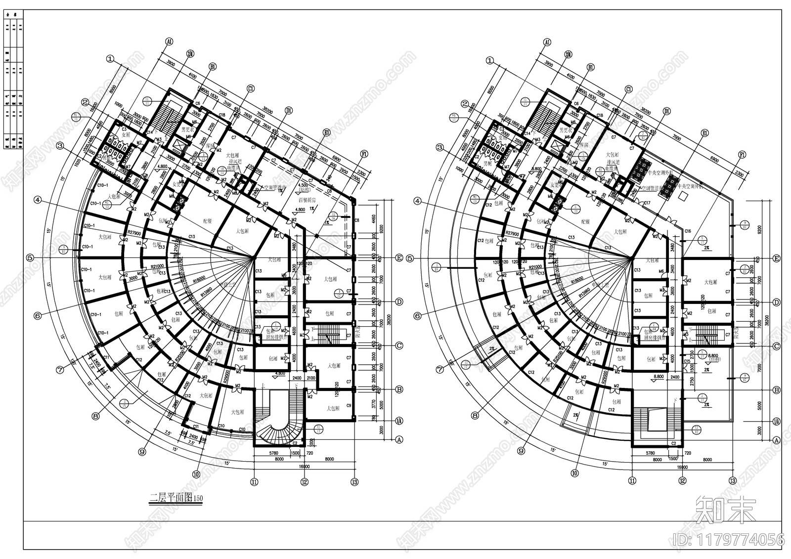 现代酒店建筑cad施工图下载【ID:1179774056】