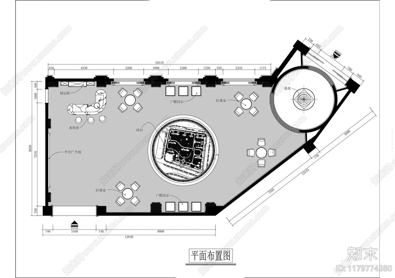 现代欧式售楼处施工图下载【ID:1179774380】