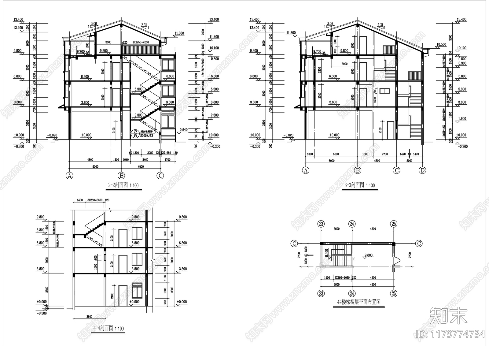 现代住宅楼建筑cad施工图下载【ID:1179774734】