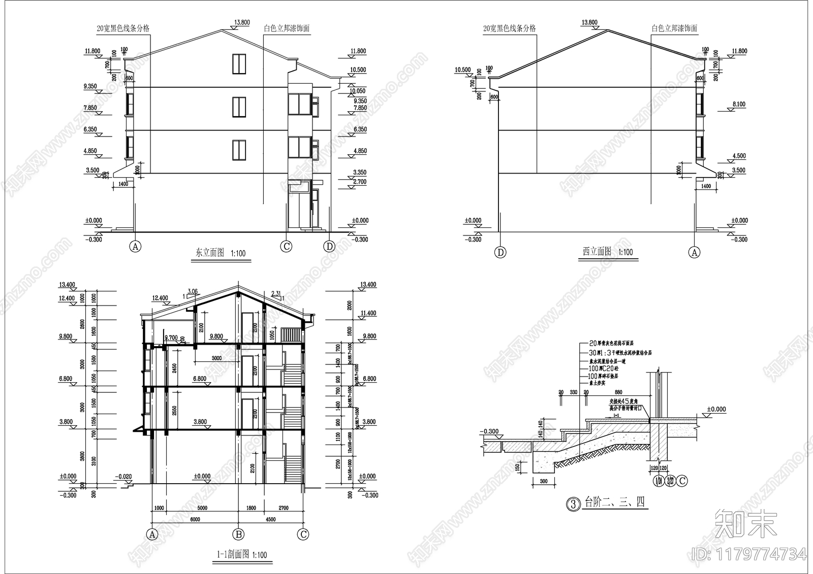 现代住宅楼建筑cad施工图下载【ID:1179774734】