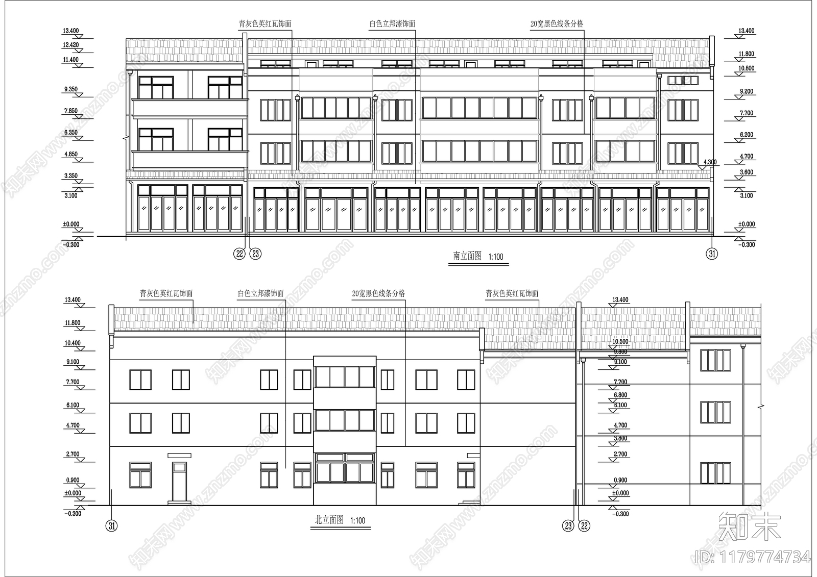 现代住宅楼建筑cad施工图下载【ID:1179774734】