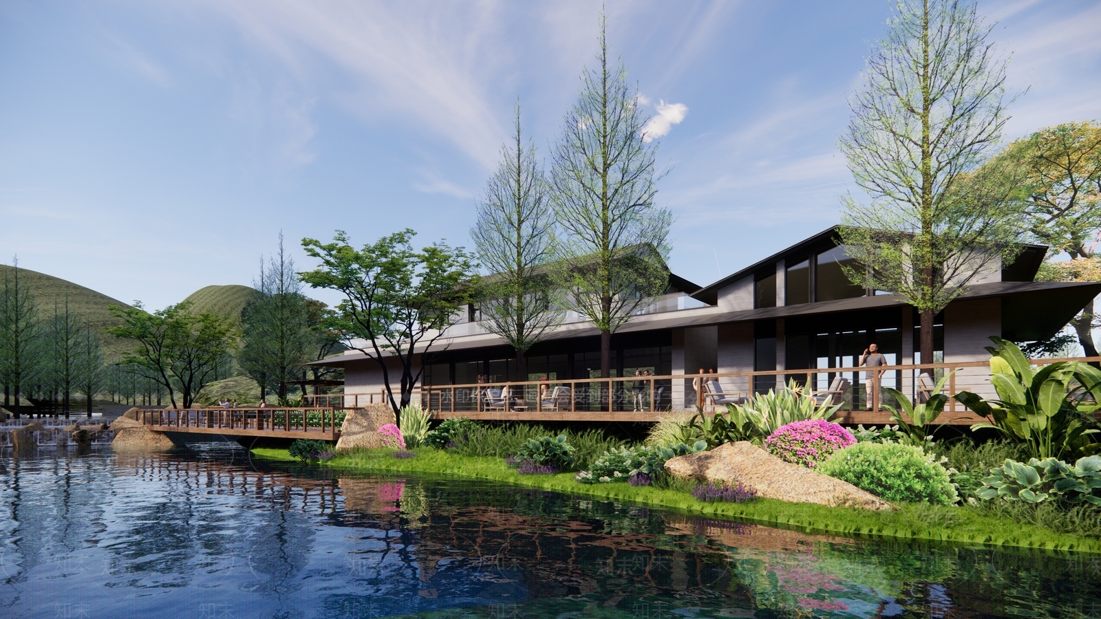 现代滨水景观SU模型下载【ID:1179779720】