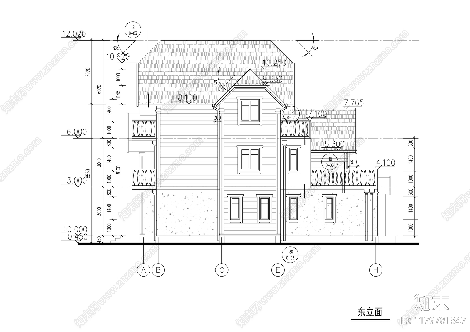 现代别墅建筑cad施工图下载【ID:1179781347】