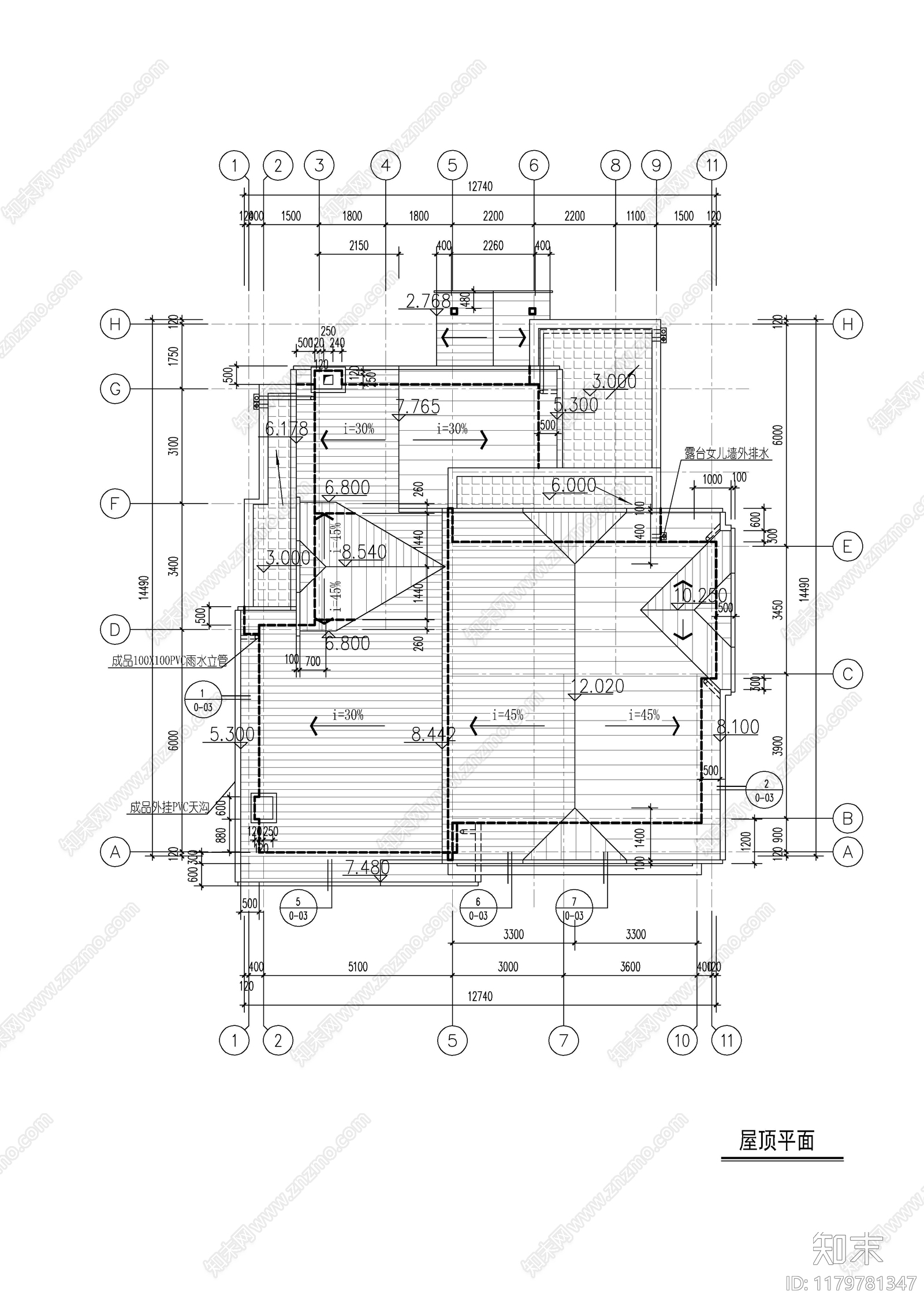 现代别墅建筑cad施工图下载【ID:1179781347】