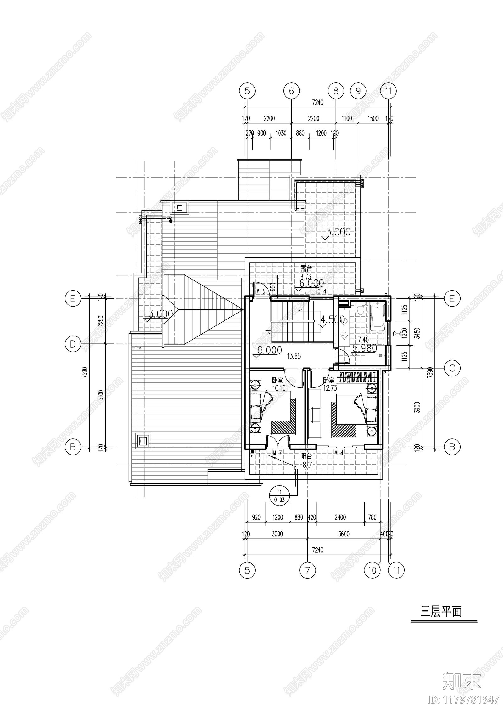 现代别墅建筑cad施工图下载【ID:1179781347】