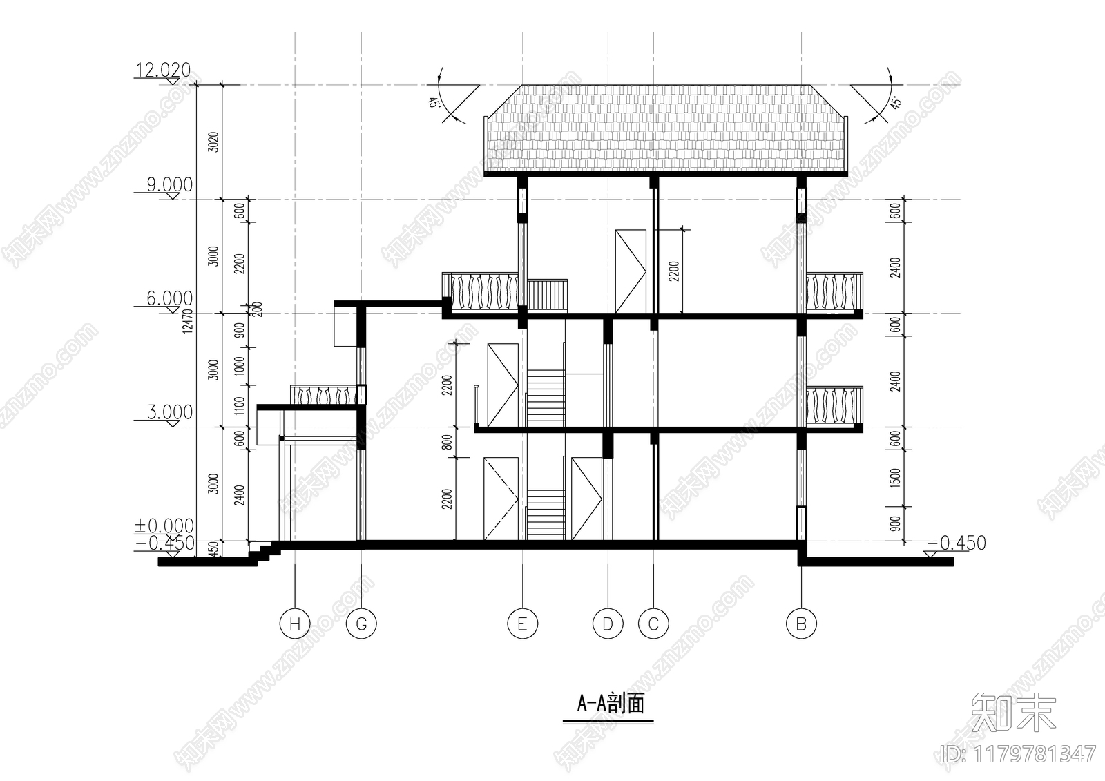 现代别墅建筑cad施工图下载【ID:1179781347】