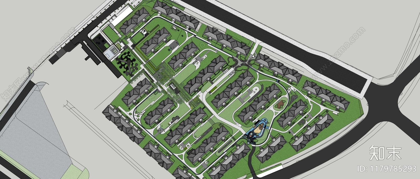 现代小区景观SU模型下载【ID:1179785293】