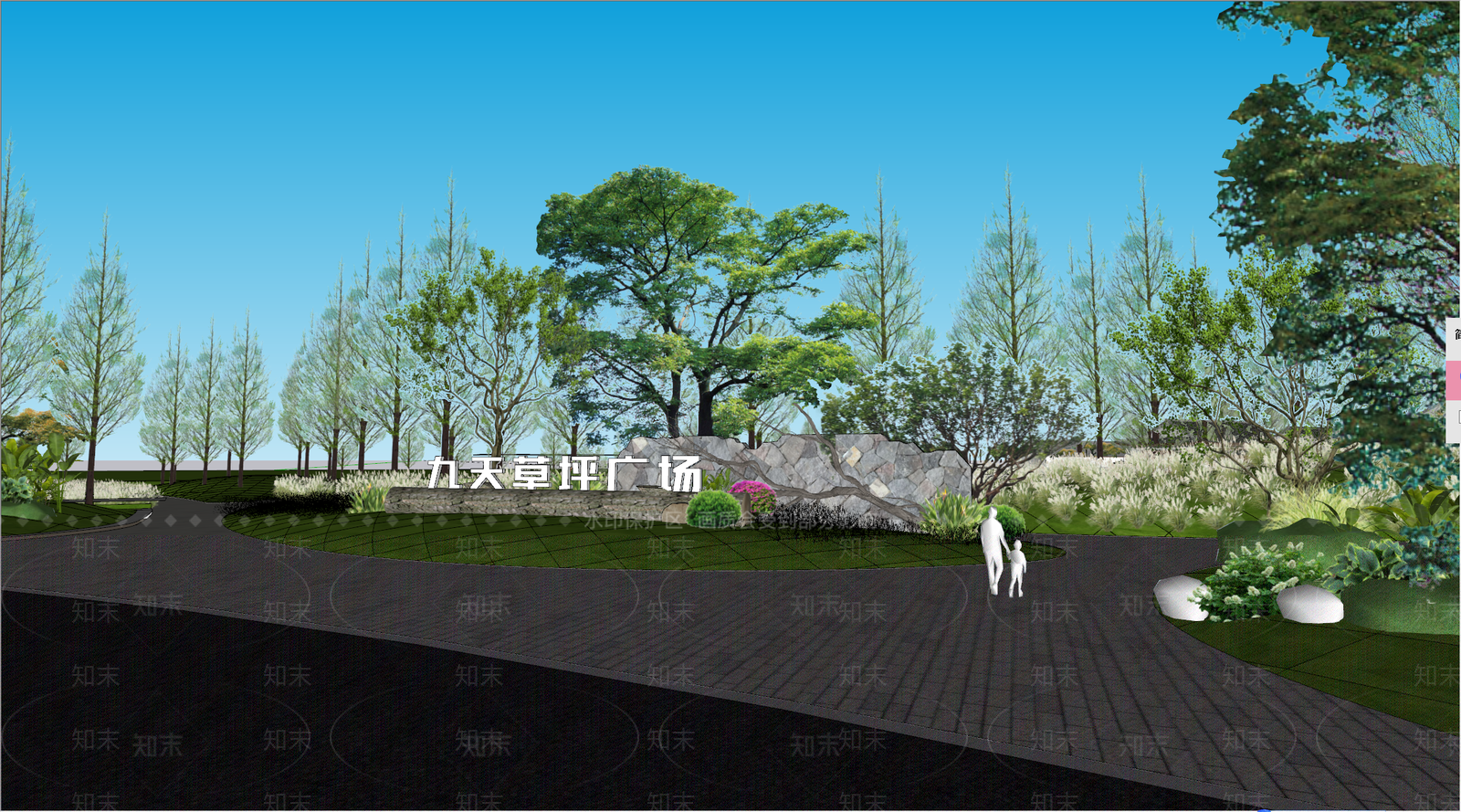 现代景观公园SU模型下载【ID:1179786465】