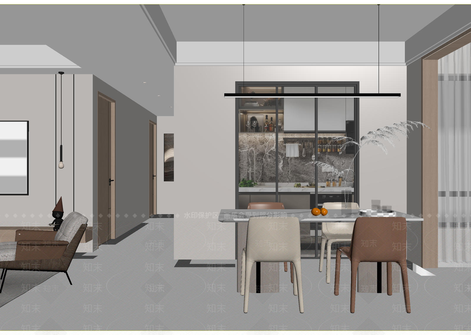 现代客餐厅3D模型下载【ID:1214676826】