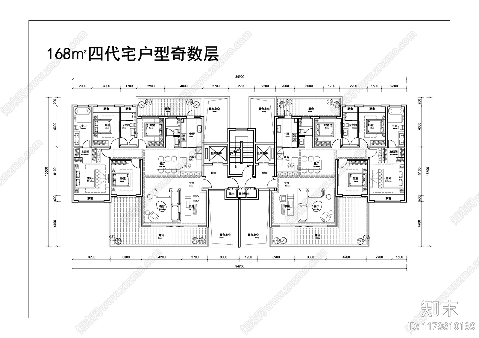 现代新中式住宅楼建筑施工图下载【ID:1179810139】