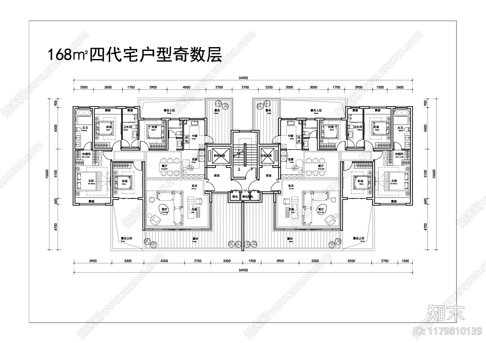 现代新中式住宅楼建筑施工图下载【ID:1179810139】