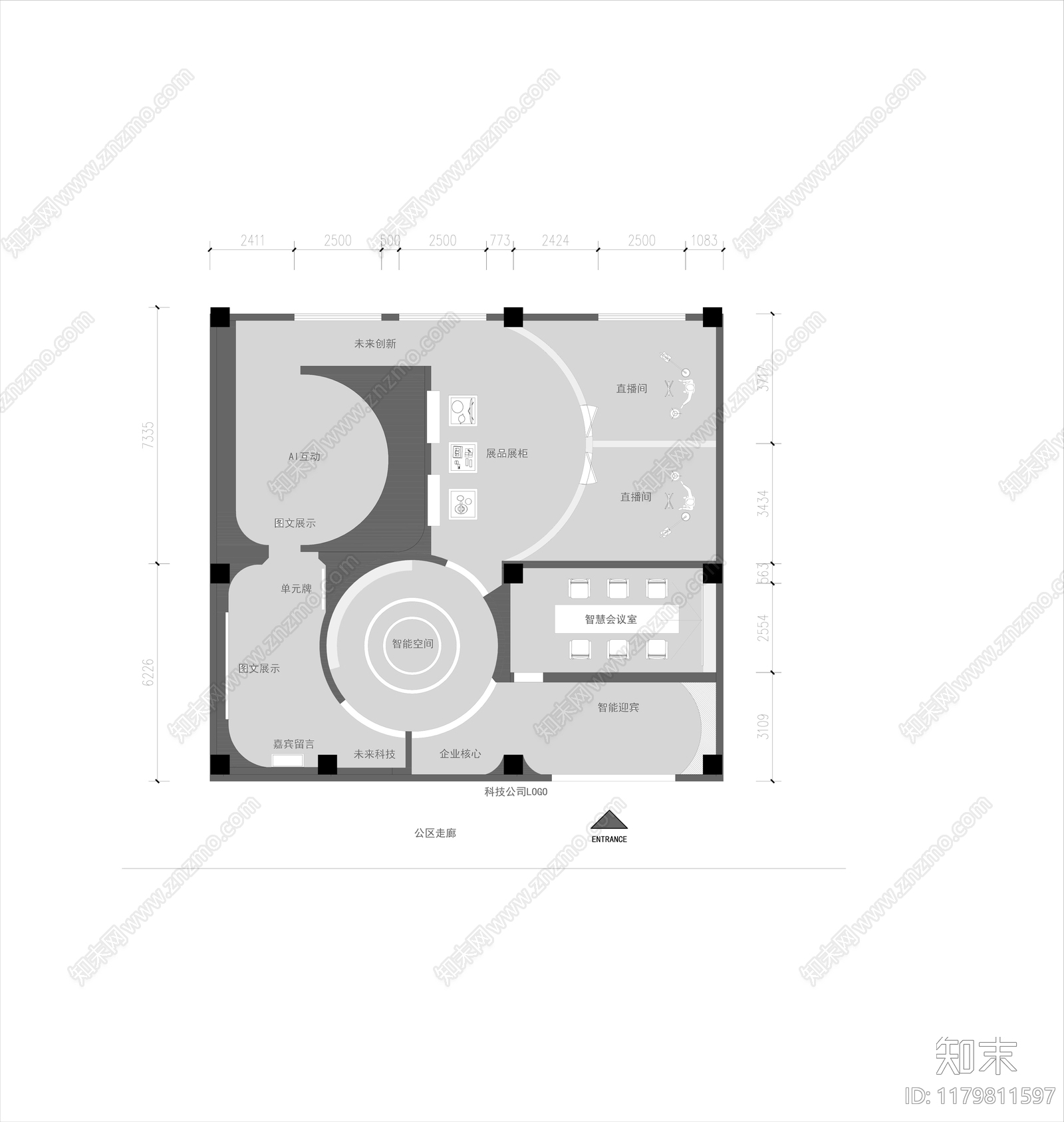 现代其他工装空间cad施工图下载【ID:1179811597】
