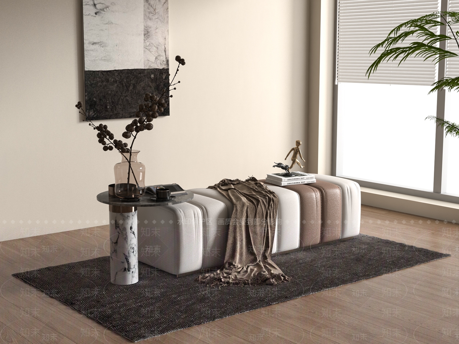 现代沙发凳3D模型下载【ID:1179812804】