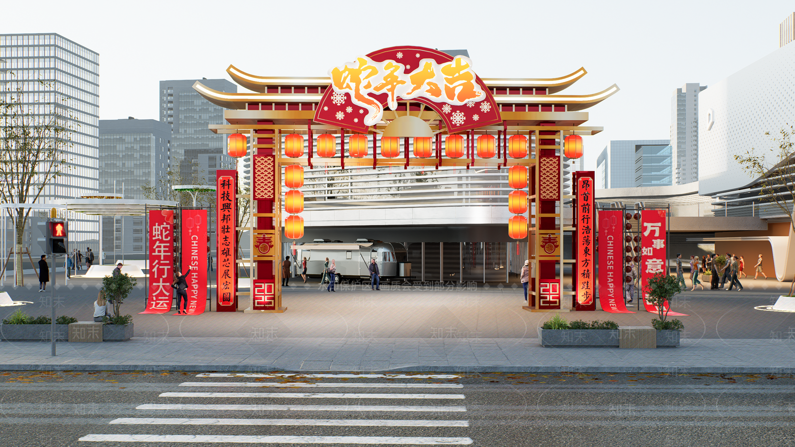 新中式中式入口大门SU模型下载【ID:1179815750】