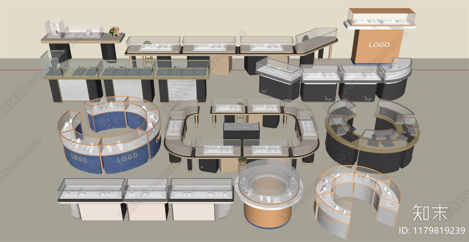 现代珠宝店SU模型下载【ID:1179819239】