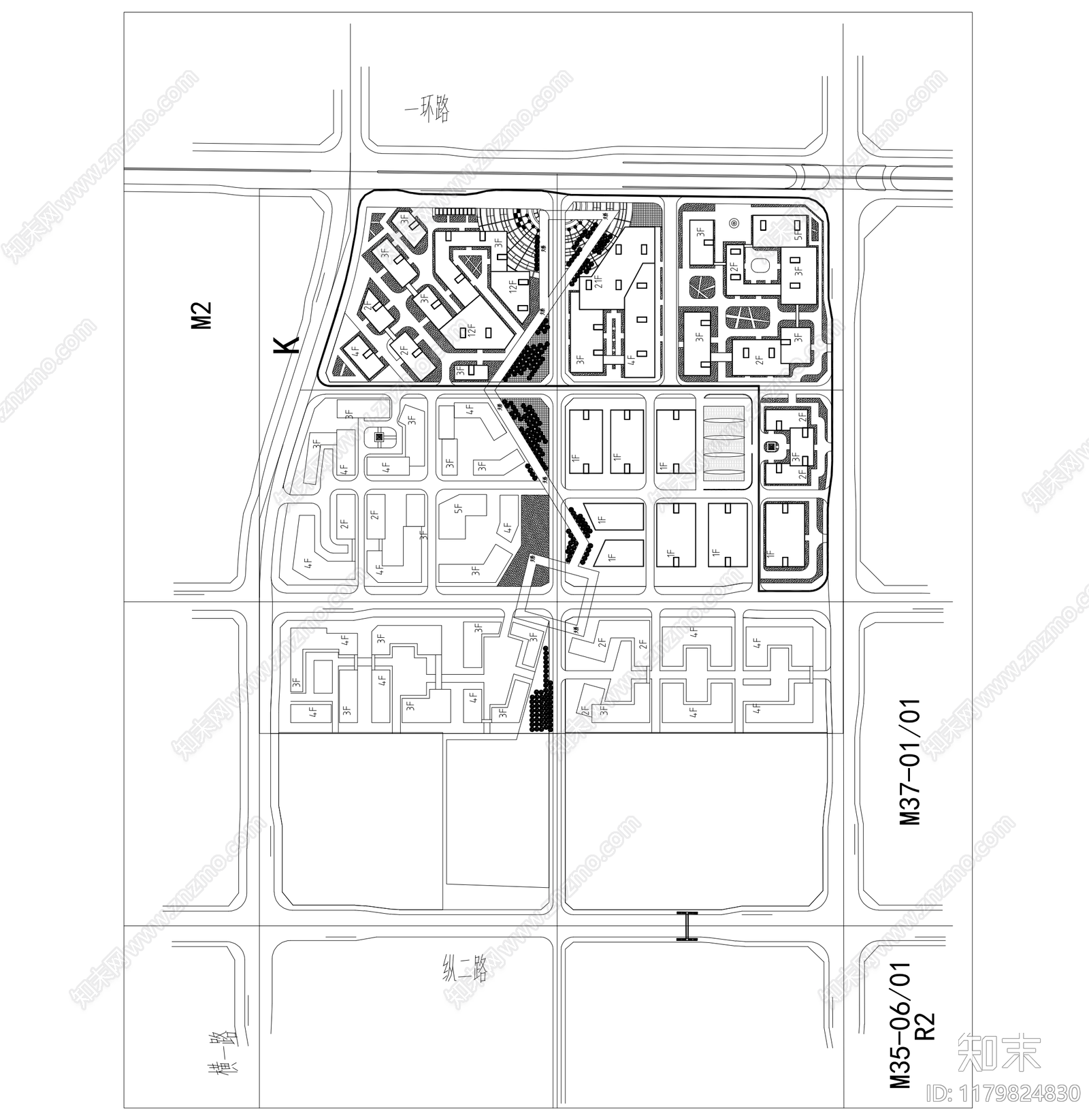 现代产业园建筑施工图下载【ID:1179824830】