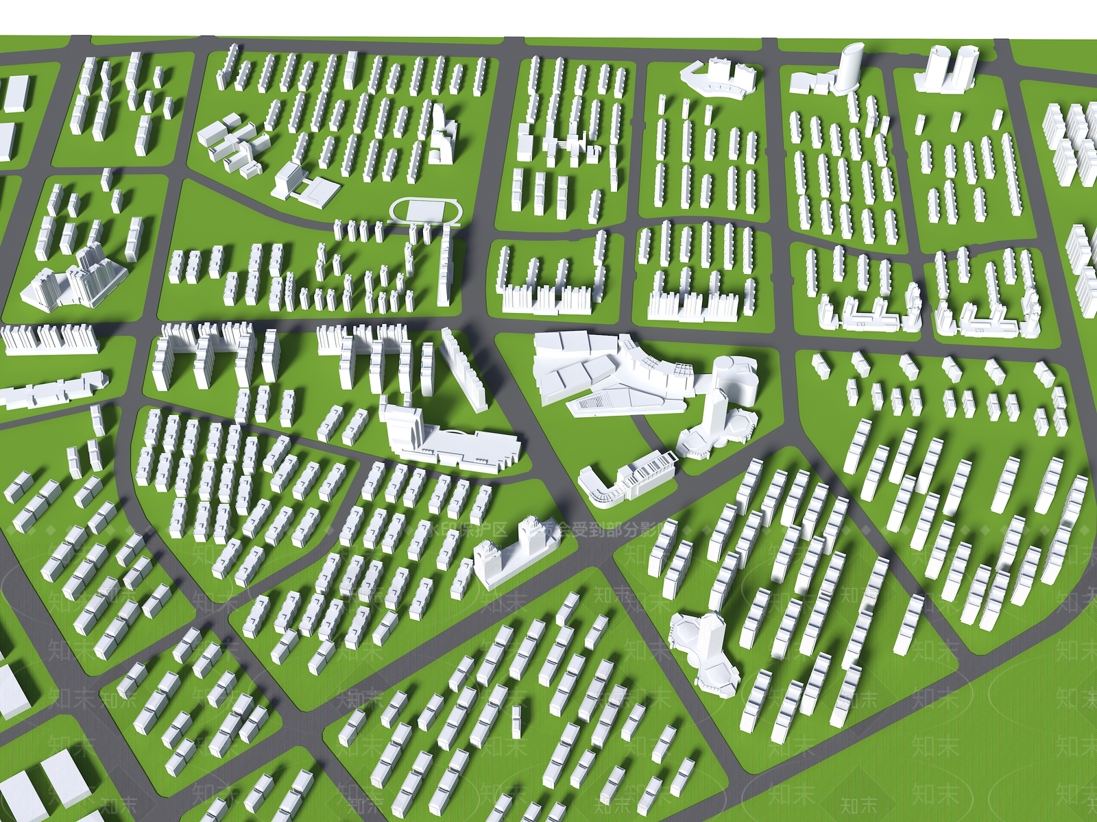 现代鸟瞰规划3D模型下载【ID:1179828086】