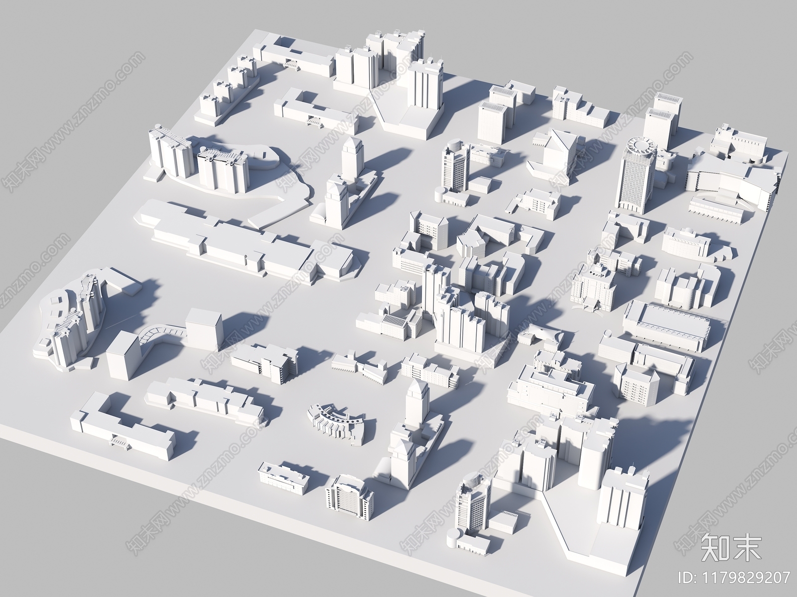 现代鸟瞰规划3D模型下载【ID:1179829207】