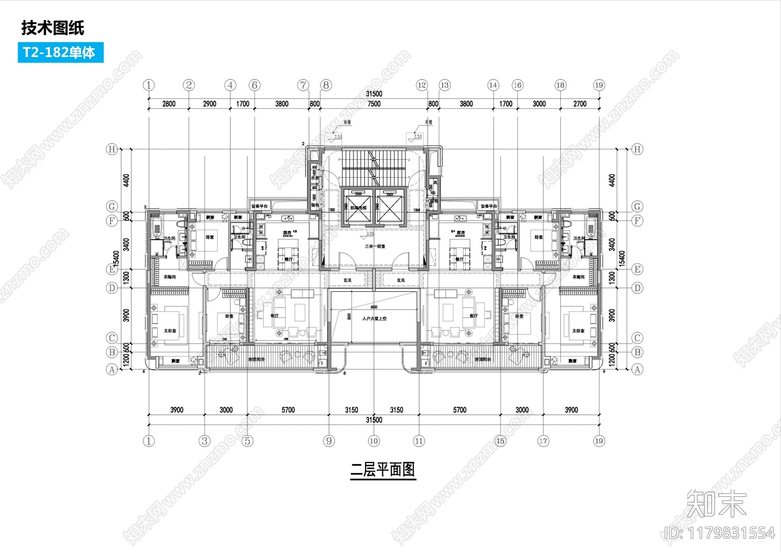 现代轻奢住宅楼建筑施工图下载【ID:1179831554】