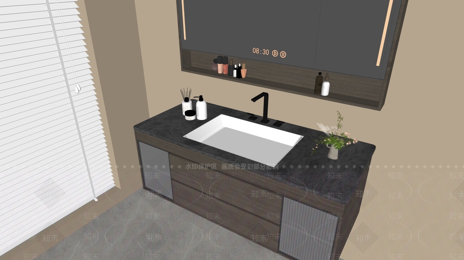 现代轻奢浴室柜SU模型下载【ID:1179832419】