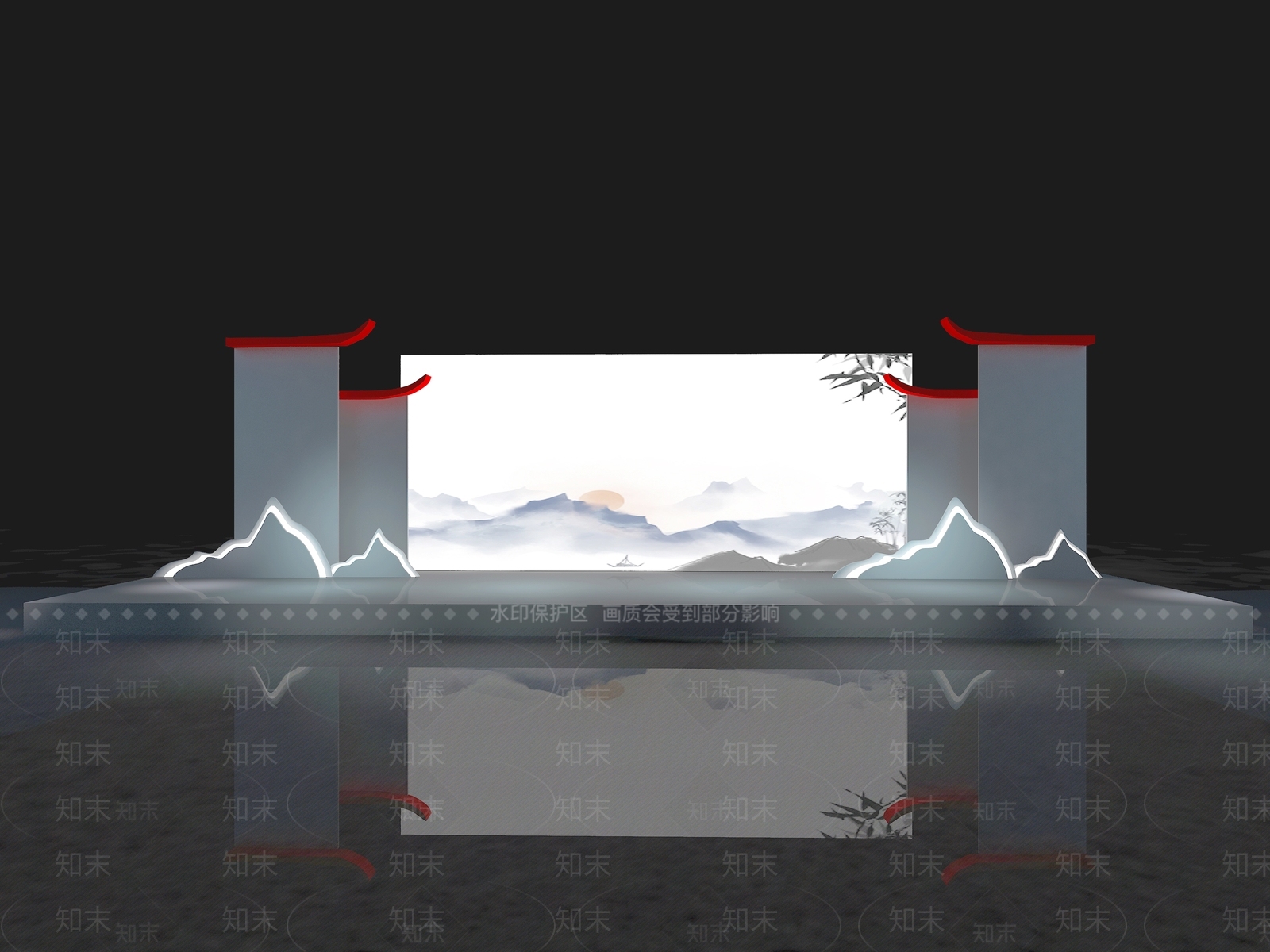 新中式中式舞台3D模型下载【ID:1179837761】