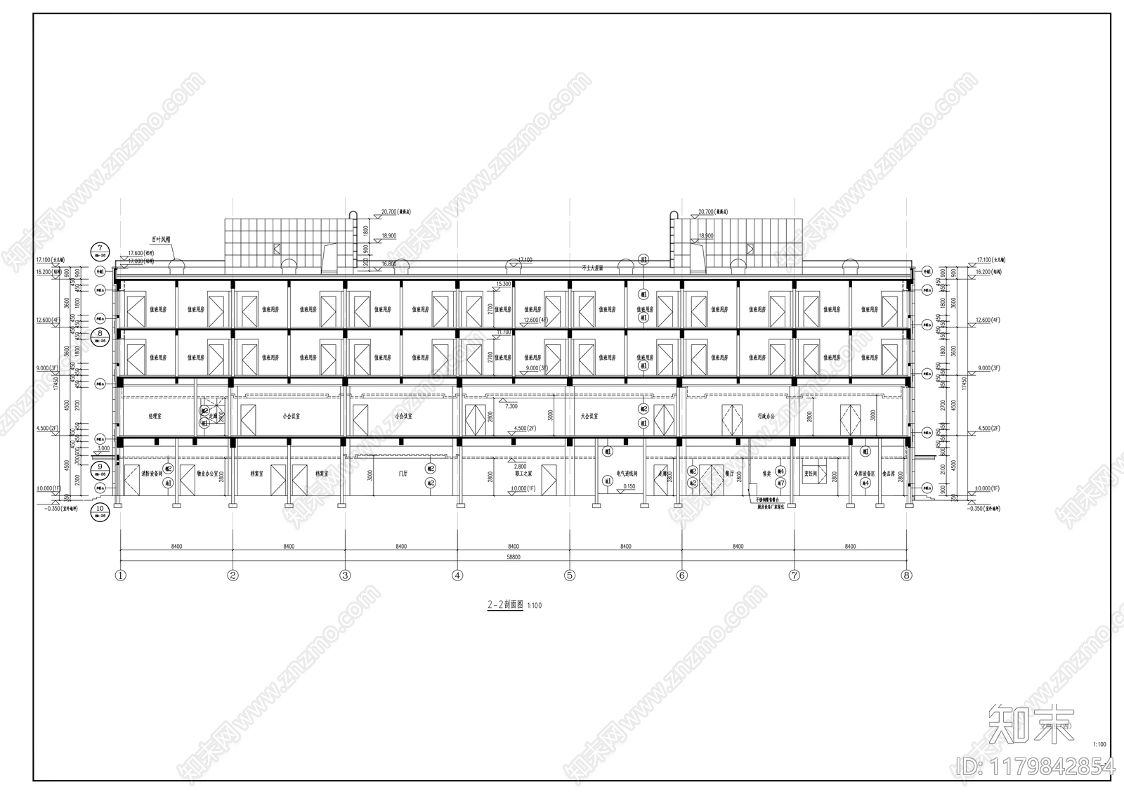 现代办公楼建筑cad施工图下载【ID:1179842854】