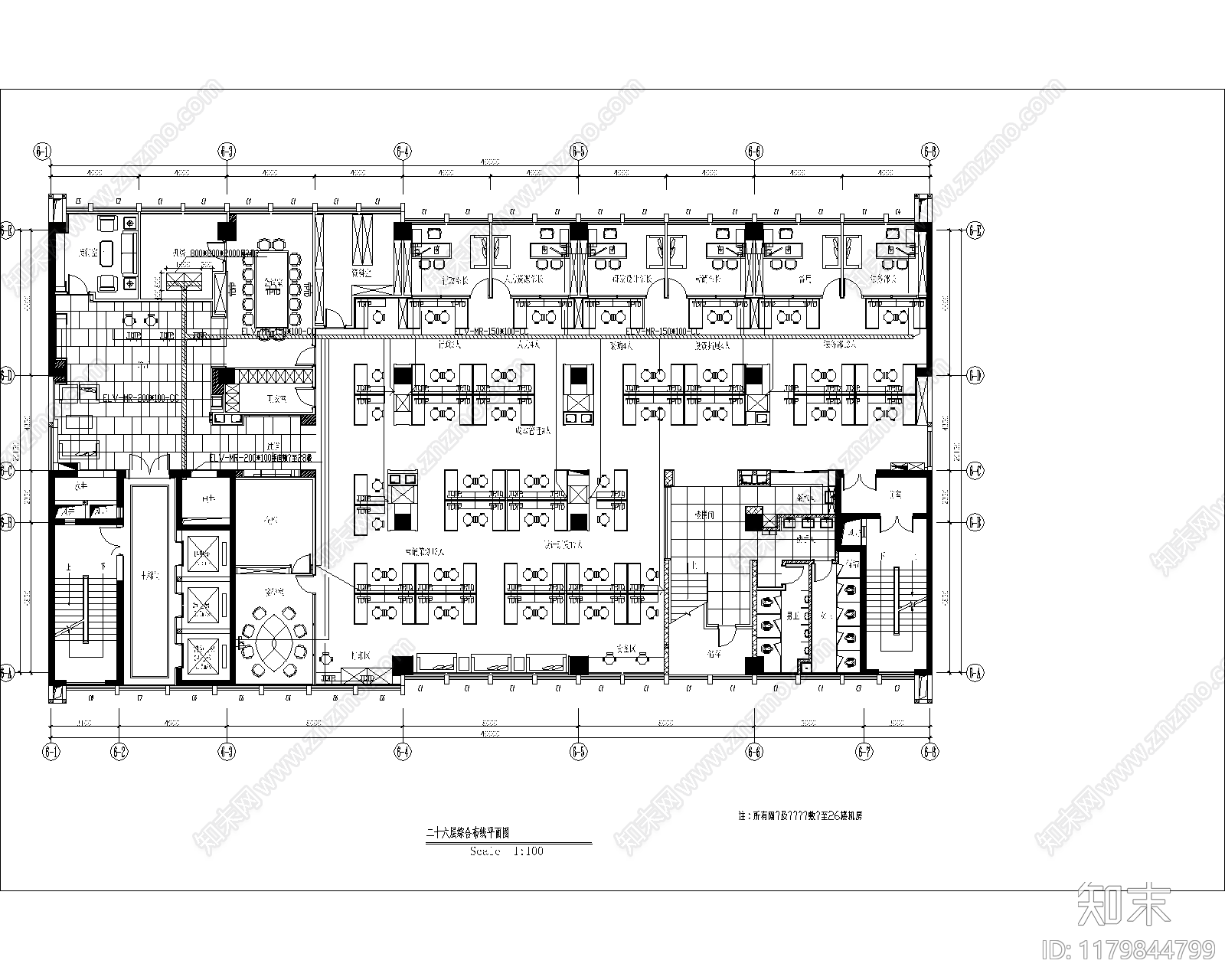 现代整体办公空间cad施工图下载【ID:1179844799】