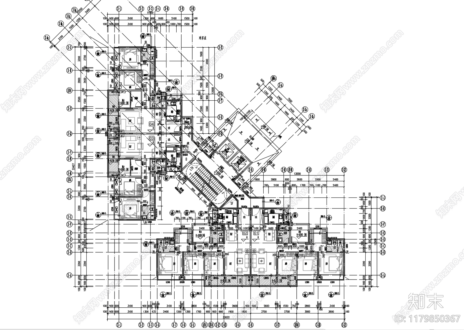 现代简约住宅楼建筑施工图下载【ID:1179850367】