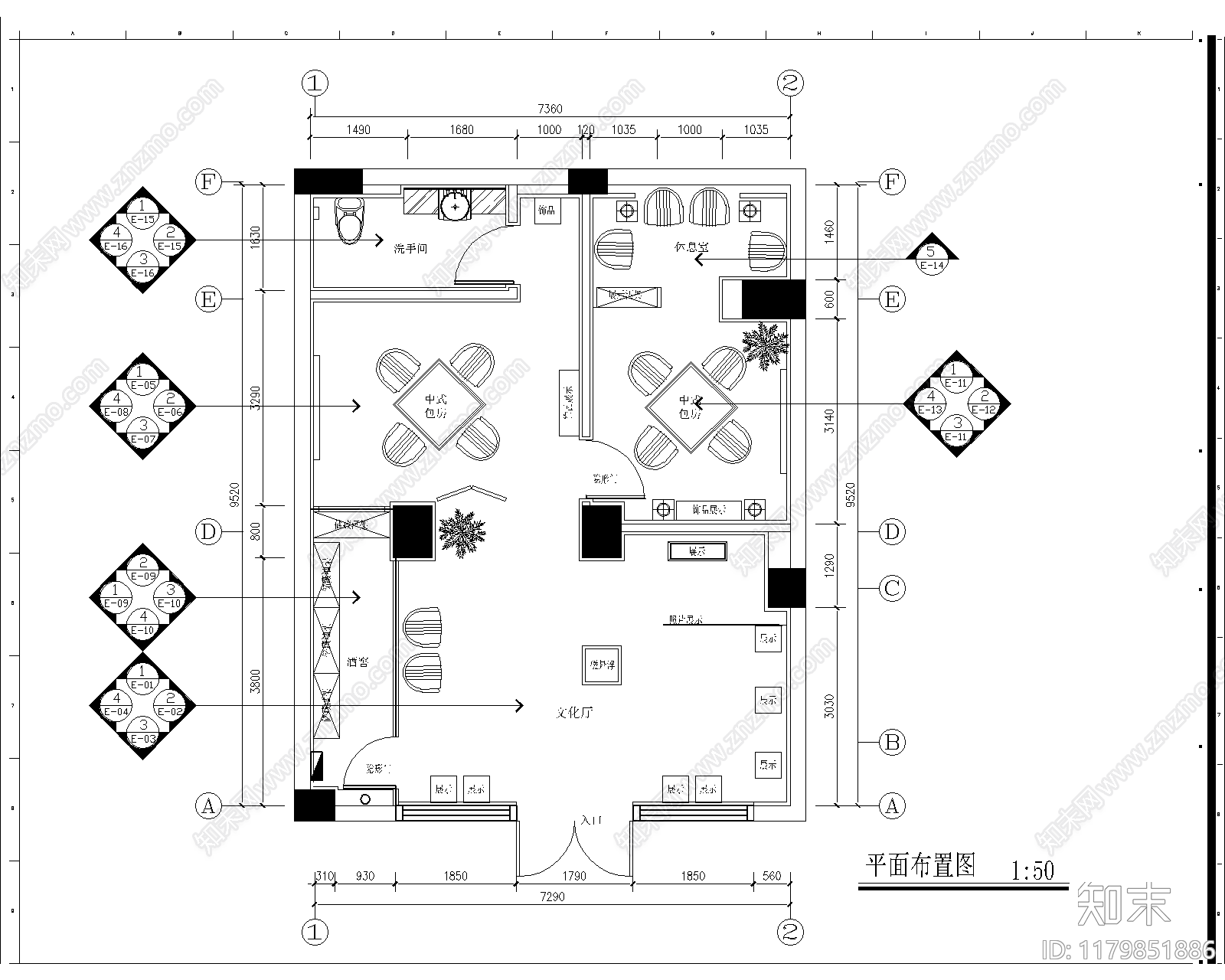 现代酒吧cad施工图下载【ID:1179851886】