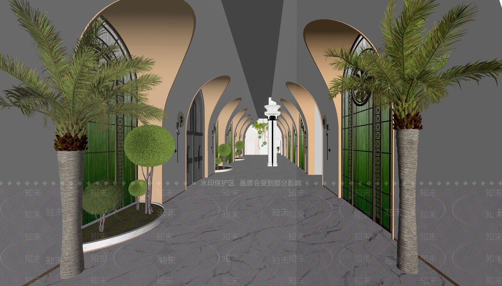 现代酒店走廊SU模型下载【ID:1179853092】