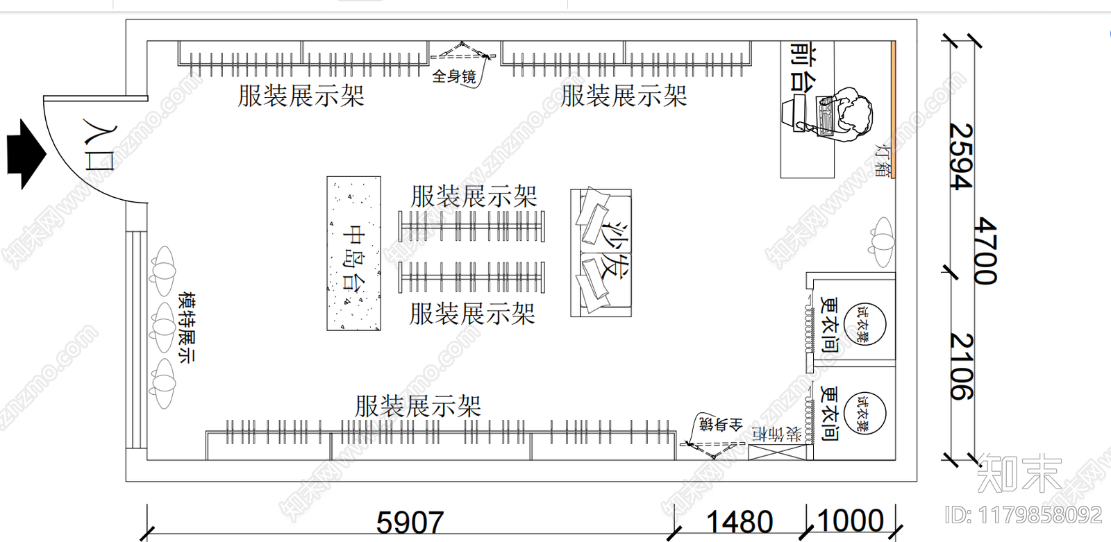 现代服装店cad施工图下载【ID:1179858092】